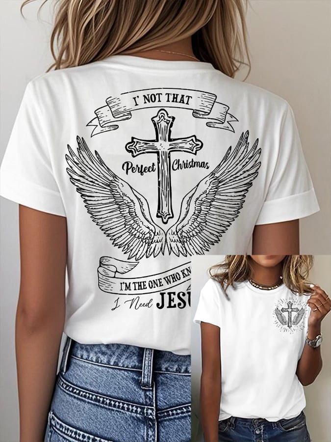 Women's Retro I'm Not The Perfect Decoration, I'm The One Who Knows I Need Jesus Print T-Shirt