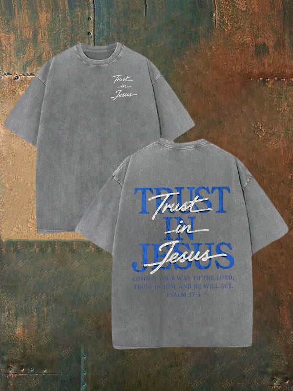 Unisex  "Trust in Jesus" 37:5 Bible Verse Design Print  Washable T-shirt