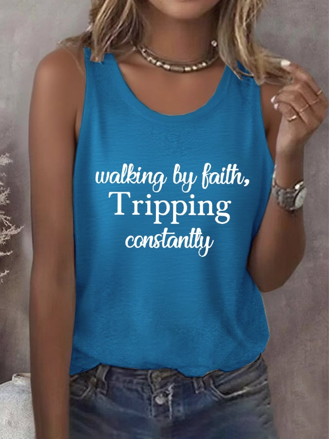 Women's Walking By Faith Tripping Constantly Print Vest