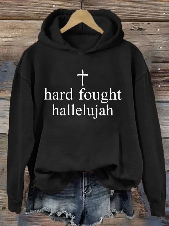 Women's Hard Fought Hallelujah Printed Long Sleeve Hoodie