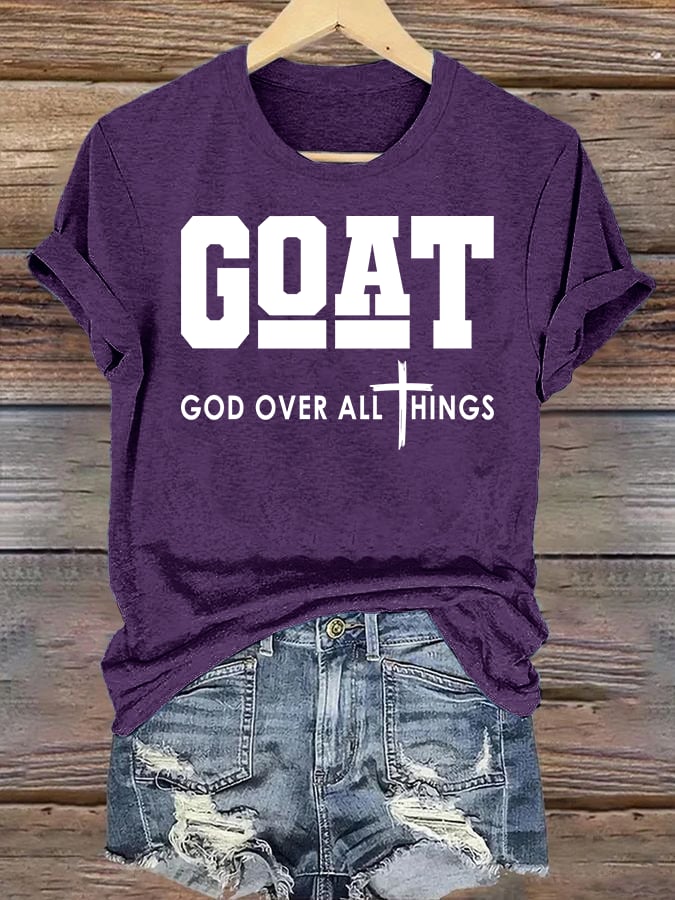 Women's  GOD OVER ALL THINGS printed T-shirt