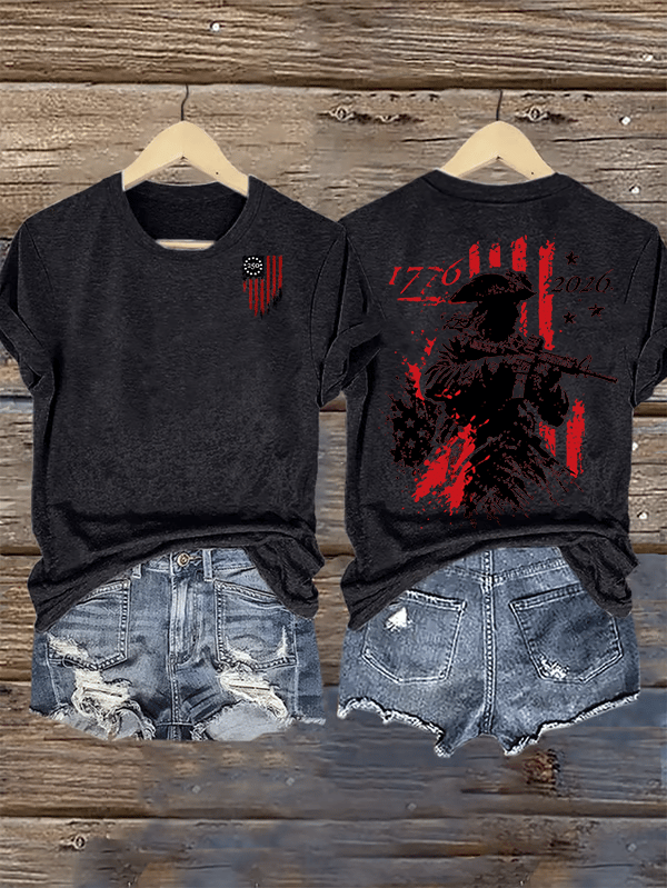 Women's  250th Anniversary Distressed American Flag 2-sided Shirt