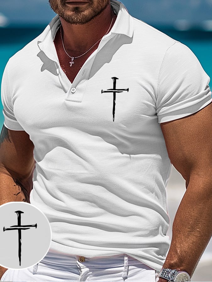Men's Retro Faith Casual Printed Polo Shirt