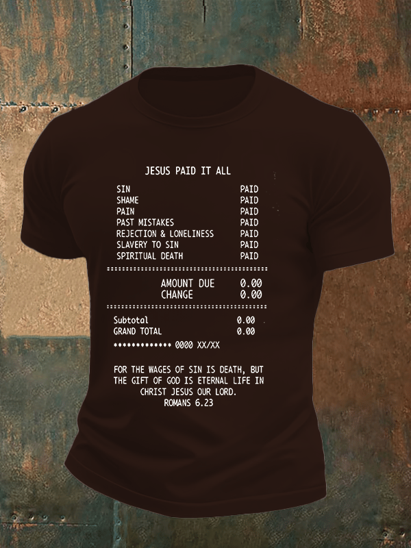 Men's JESUS PAID IT ALL Print Round-Neck T-Shirt