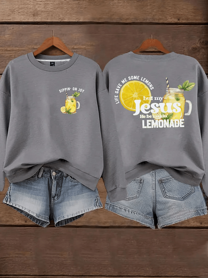 Women's  Life Gave Me Some Lemons, But My Jesus Turned Them Into Lemonade Faith Print  Hoodie
