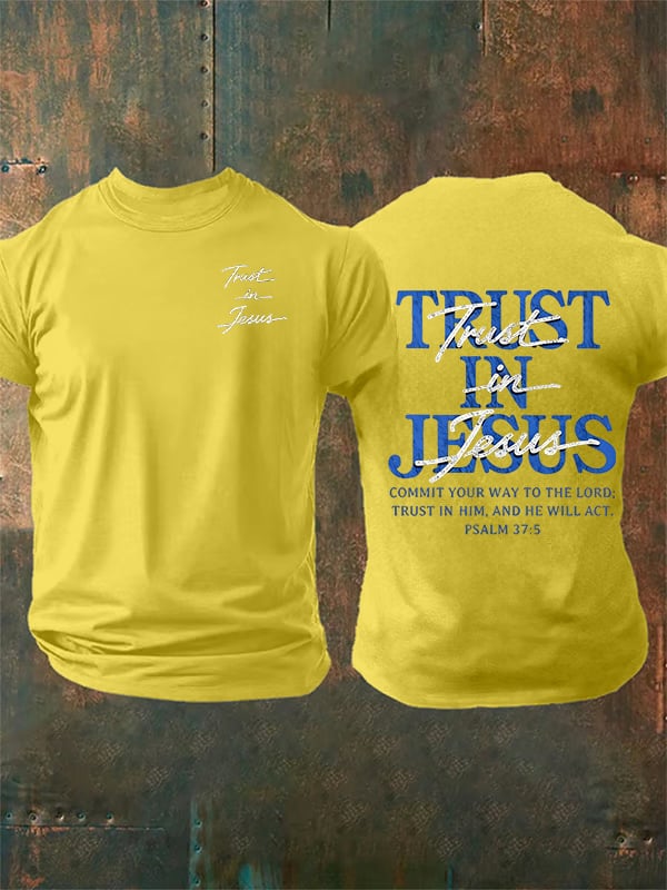 Men's   "Trust in Jesus" 37:5 Bible Verse Design  Print  T-Shirt