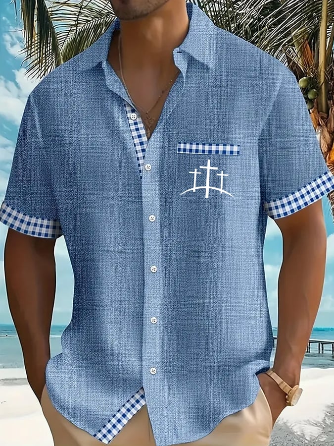 Men's Faith Cross Printed Casual Shirt