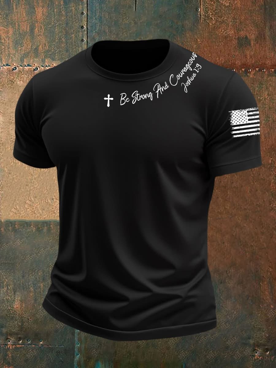 Men's Be Strong And Courageous  Faith Printed  Shirt