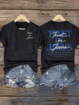 Women's  "Trust in Jesus" 37:5 Bible Verse Design Print T-Shirt