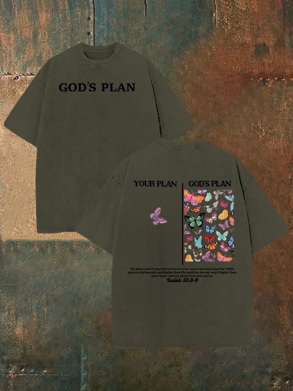 Unisex  your-plan-and-god's-plan  Washed  T-shirt