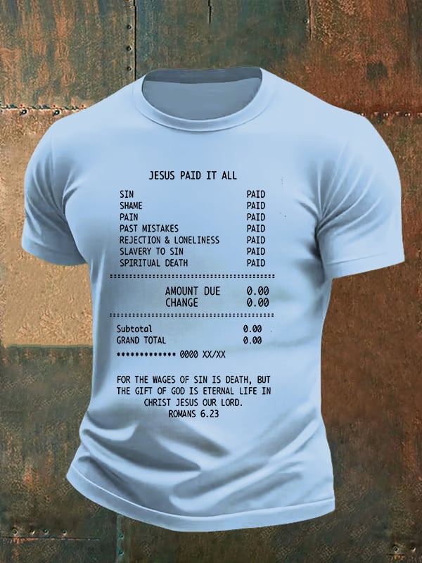 Men's JESUS PAID IT ALL Print Round-Neck T-Shirt