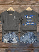 Women's  "Trust in Jesus" 37:5 Bible Verse Design Print T-Shirt