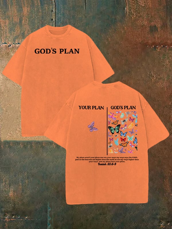Unisex  your-plan-and-god's-plan  Washed  T-shirt