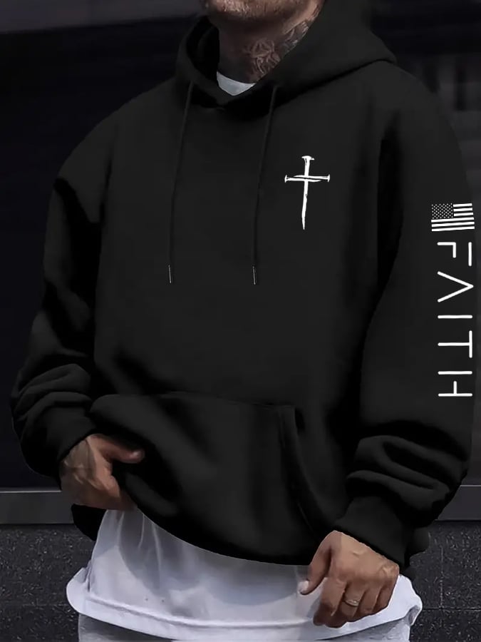 Men's Faith Cross Print Hoodie