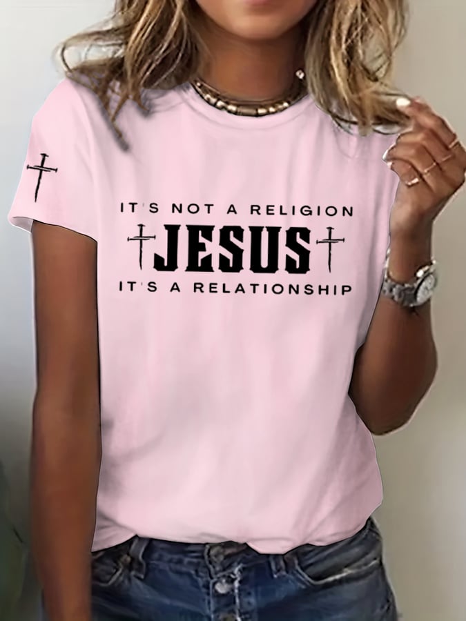 Women's Jesus Printed Short Sleeve T-Shirt