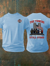 Men's BUT AMERICA STILL STOOD Print Crew-Neck T-Shirt