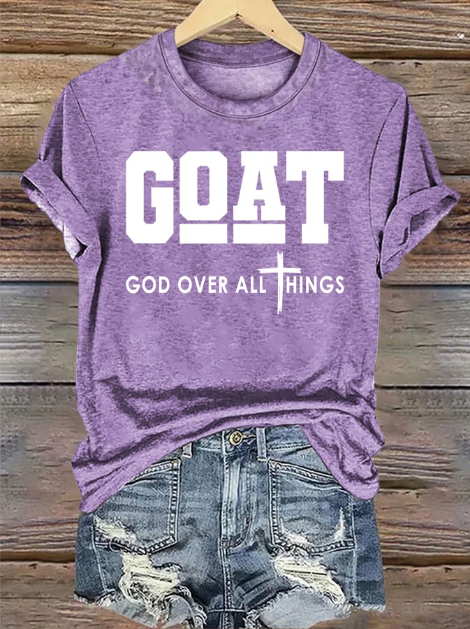 Women's  GOD OVER ALL THINGS printed T-shirt