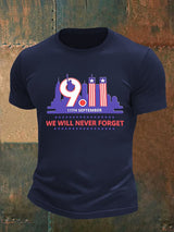 Men's WE WILL NEVER FORGET Print Crew-Neck T-Shirt