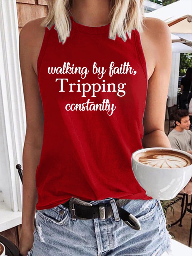 Women's Walking By Faith Tripping Constantly Print Vest