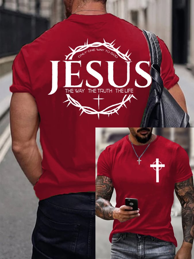 Men's Jesus The Way The Truth The Life Printed Casual T-shirt
