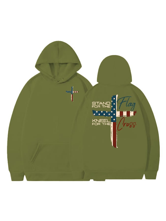 Women's  Stand For The Flag Kneel For The Cross  Printed Casual Hoodie