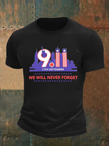 Men's WE WILL NEVER FORGET Print Crew-Neck T-Shirt