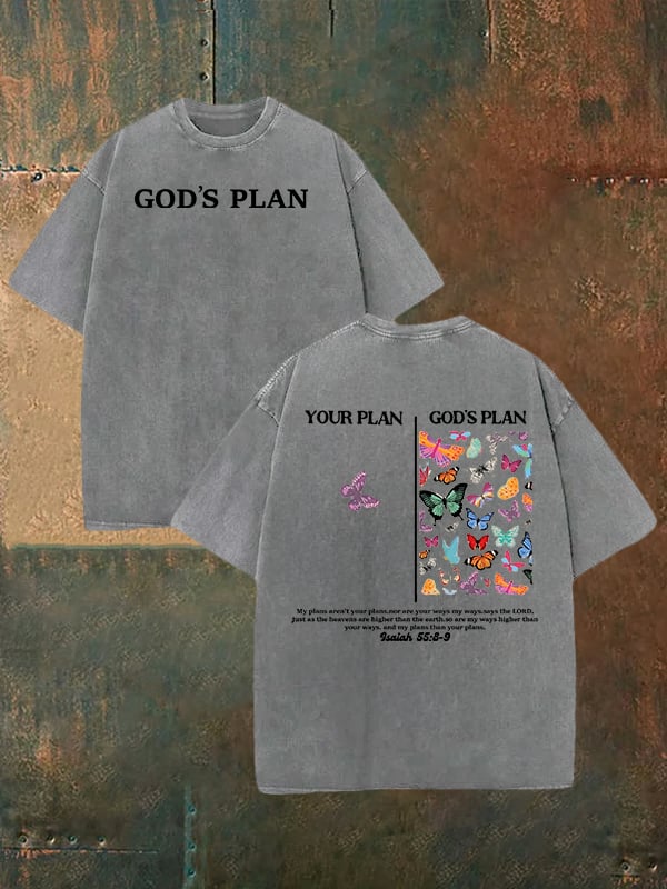 Unisex  your-plan-and-god's-plan  Washed  T-shirt
