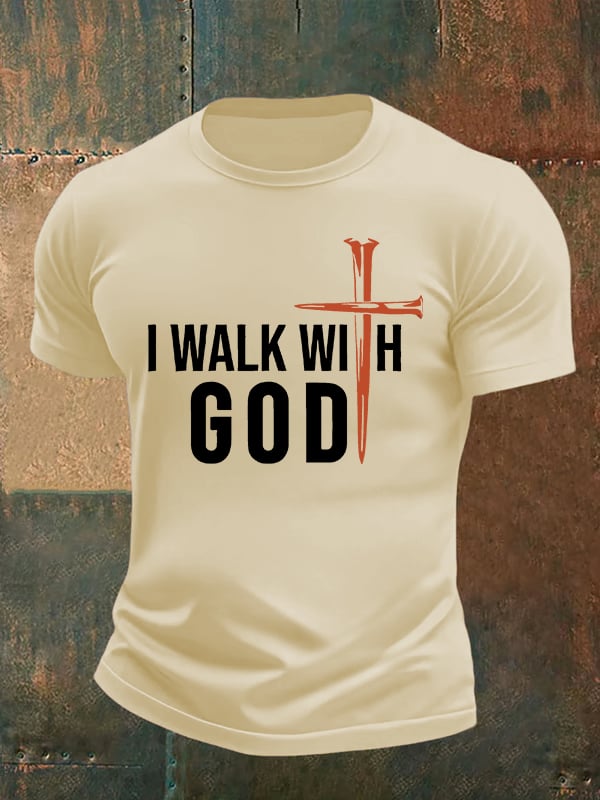Men's  I Walk With God Print T-Shirt