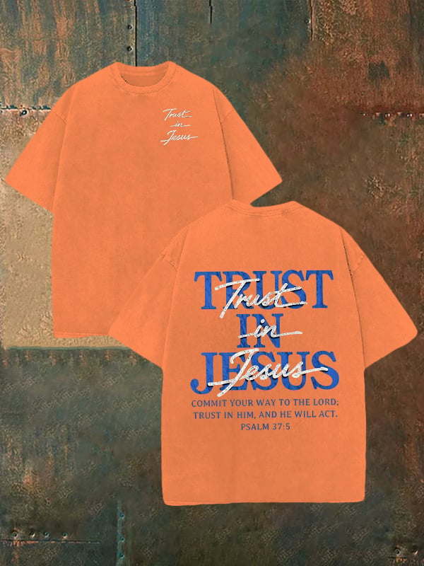 Unisex  "Trust in Jesus" 37:5 Bible Verse Design Print  Washable T-shirt