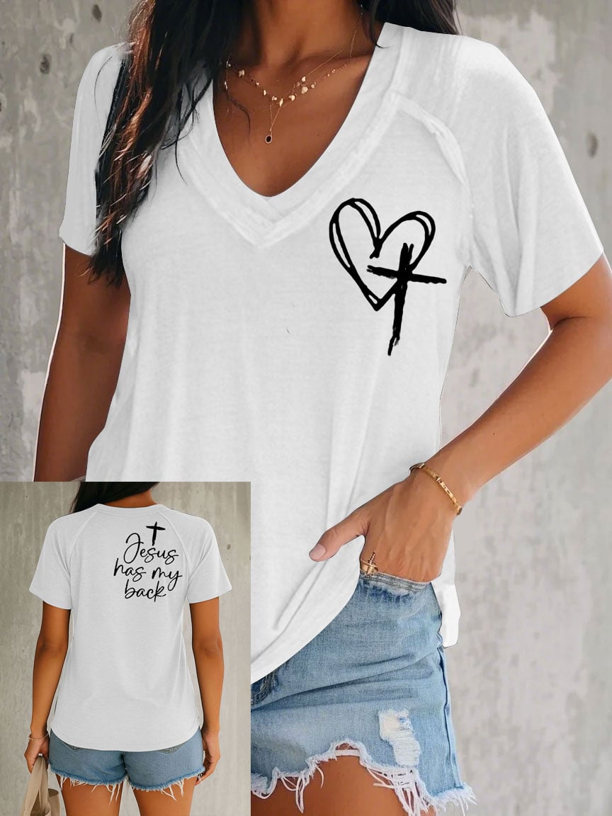 Women's Faith Cross Printed Short Sleeve T-shirt
