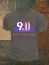 Men's WE WILL NEVER FORGET Print Crew-Neck T-Shirt