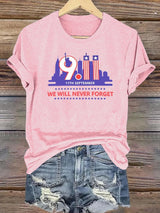 Women's  WE WILL NEVER FORGET Print Crew-Neck T-Shirt