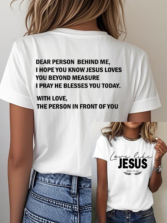 Women's Love Like Jesus Print Casual  T-Shirt