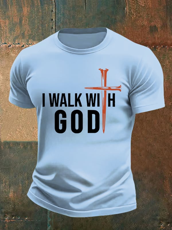 Men's  I Walk With God Print T-Shirt