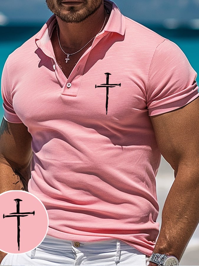 Men's Retro Faith Casual Printed Polo Shirt