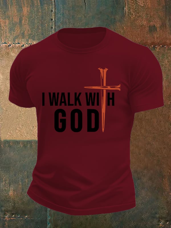 Men's  I Walk With God Print T-Shirt