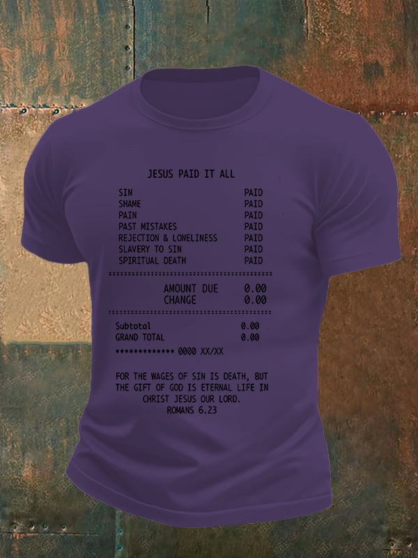 Men's JESUS PAID IT ALL Print Round-Neck T-Shirt