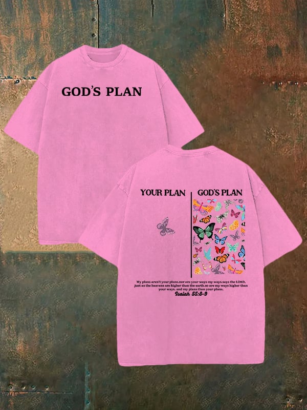 Unisex  your-plan-and-god's-plan  Washed  T-shirt