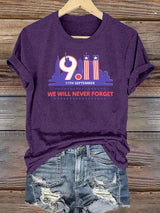 Women's  WE WILL NEVER FORGET Print Crew-Neck T-Shirt