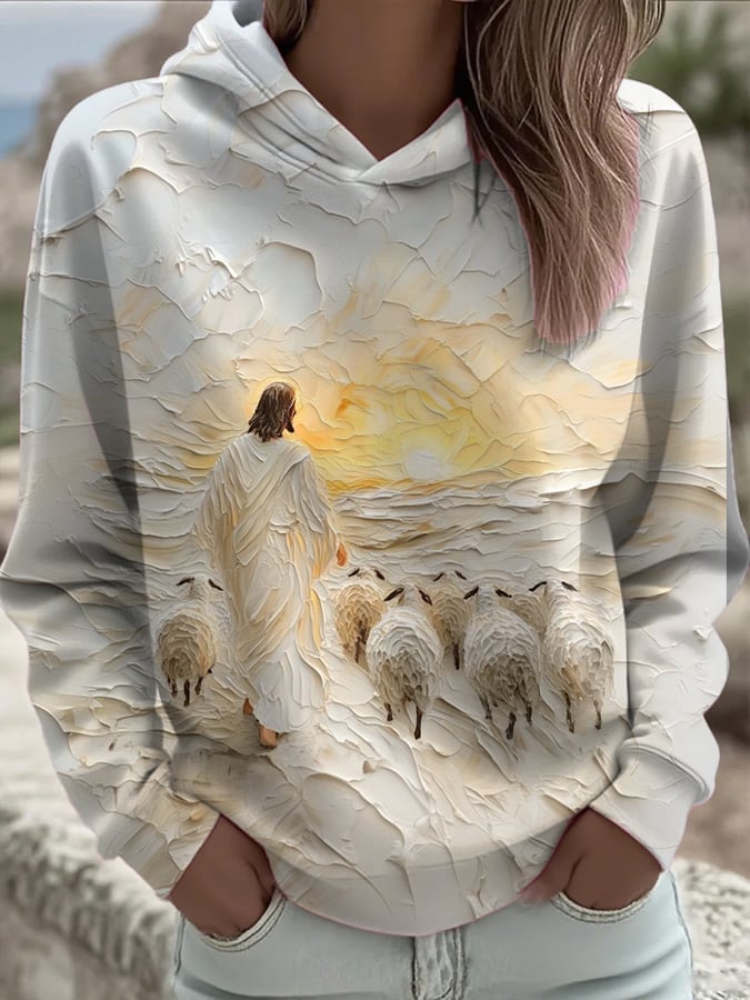 Women's Casual Retro Color Faith Hoodie