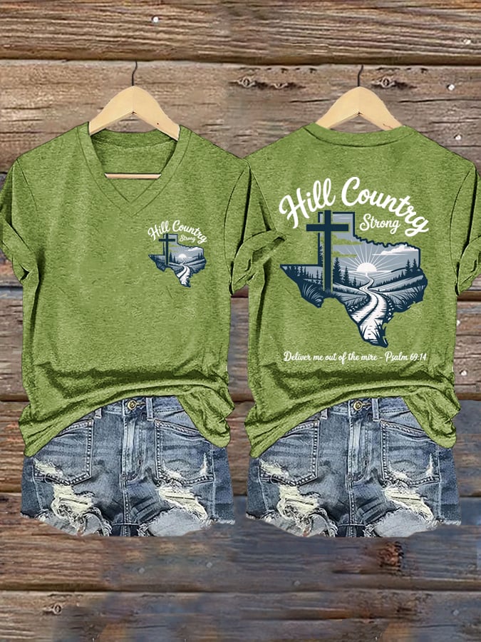 Women's Texas Hill Country Strong  Printed T-Shirts