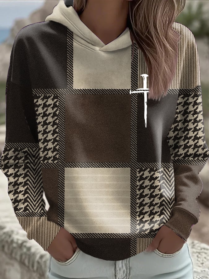 Women's Faith Print Casual Hooded Sweatshirt