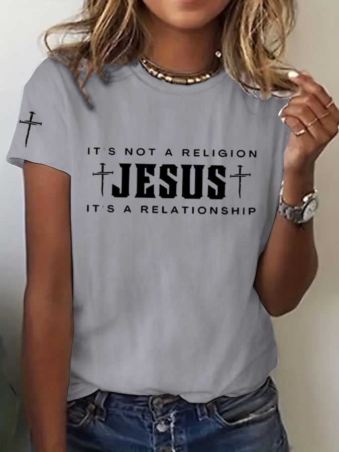 Women's Jesus Printed Short Sleeve T-Shirt
