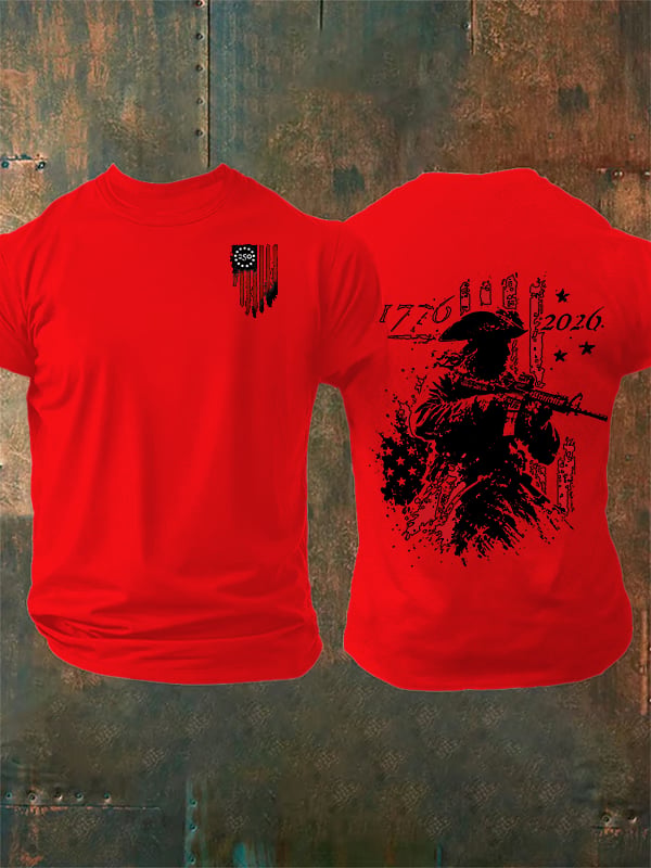 Men's 250th Anniversary Distressed American Flag 2-sided Shirt