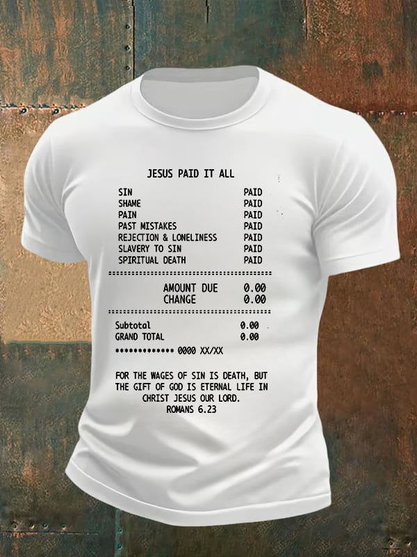 Men's JESUS PAID IT ALL Print Round-Neck T-Shirt