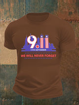Men's WE WILL NEVER FORGET Print Crew-Neck T-Shirt