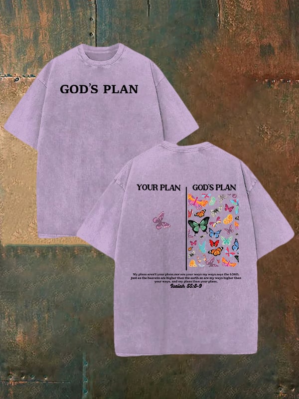 Unisex  your-plan-and-god's-plan  Washed  T-shirt