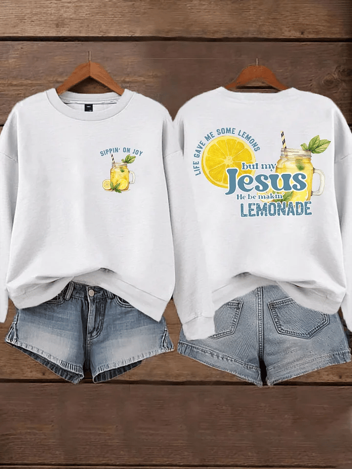 Women's  Life Gave Me Some Lemons, But My Jesus Turned Them Into Lemonade Faith Print  Hoodie