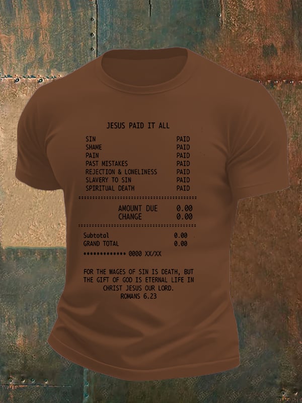 Men's JESUS PAID IT ALL Print Round-Neck T-Shirt