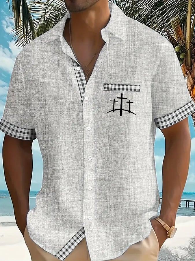 Men's Faith Cross Printed Casual Shirt